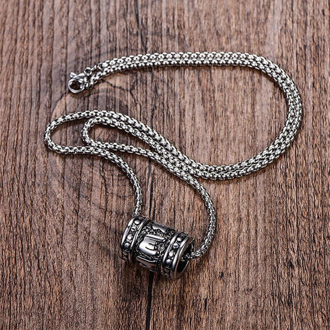 Tibetan Steel Prayer Wheel Necklace